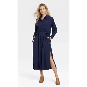 Universal Thread Long Sleeve Cinch Waist Midi Shirtdress Size Small NWT
